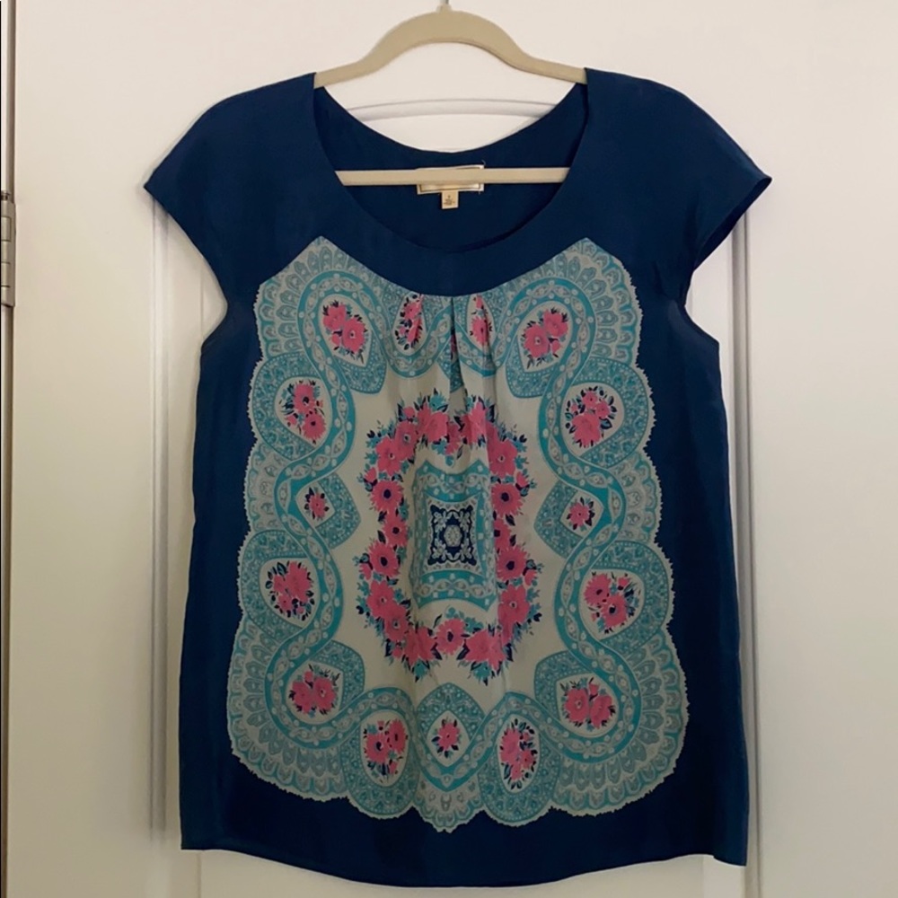 Anthropology Floral Silk Top